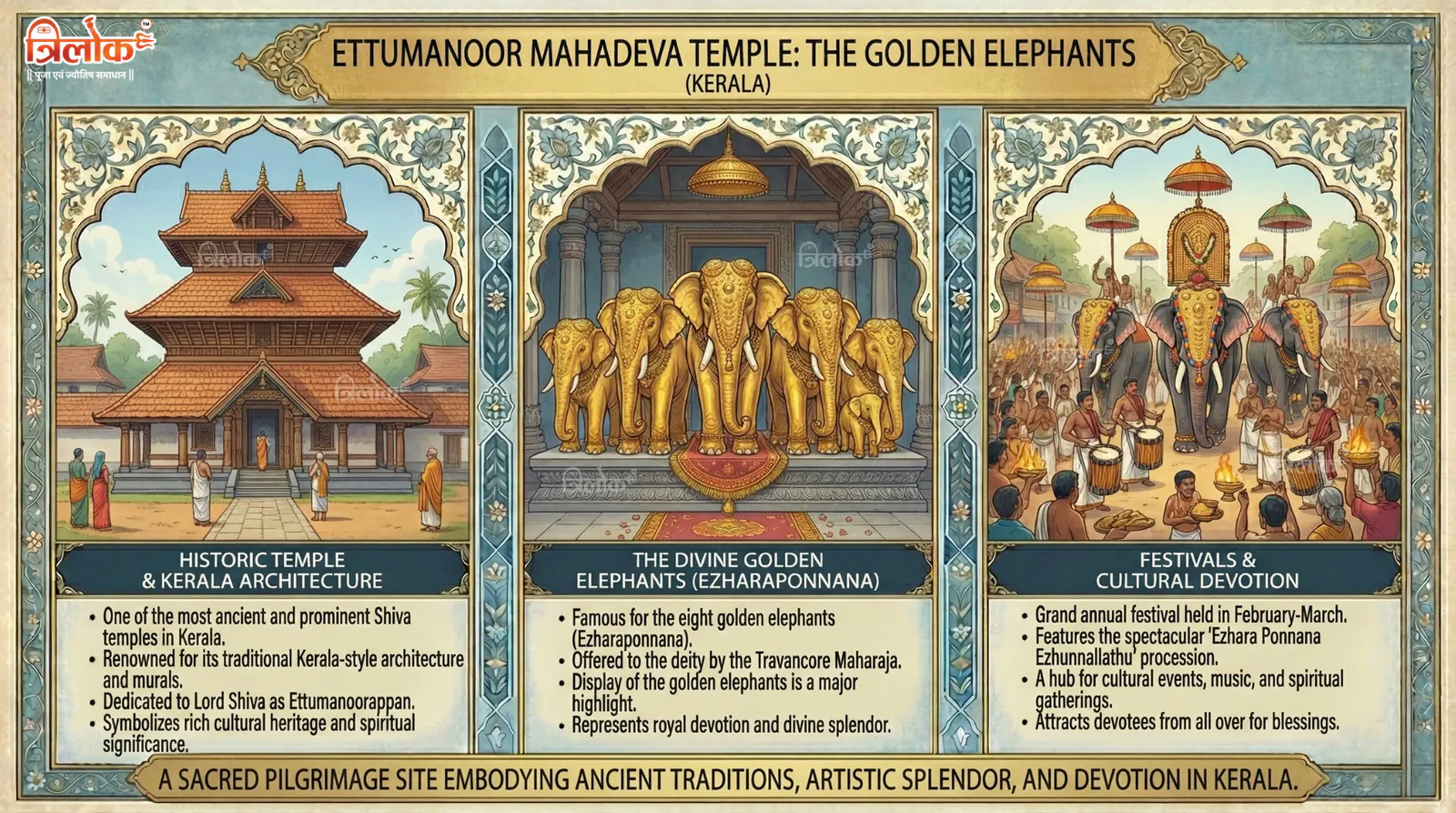 Ettumanoor Mahadeva Temple: The Golden Elephants